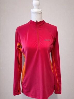 Columbia Women’s Pink and Orange Long-Sleeve Half-Zip Performance Top